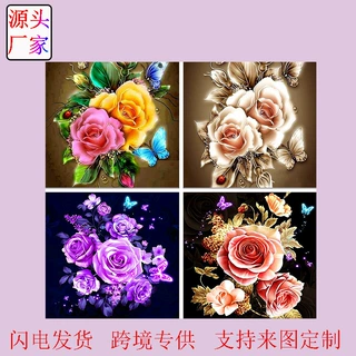 新款满钻钻石画 5d蝴蝶画客厅装饰画外贸定砖石画厂家直销