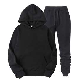 亚马逊wish秋冬连帽衫套装长袖长裤抓绒运动服秋冬季班服卫衣卫裤