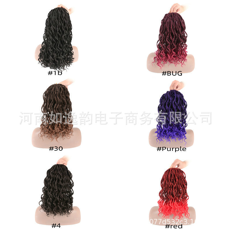 Wig European and American women's Box Braids hairs cross-border chemical fiber wig with three Braids