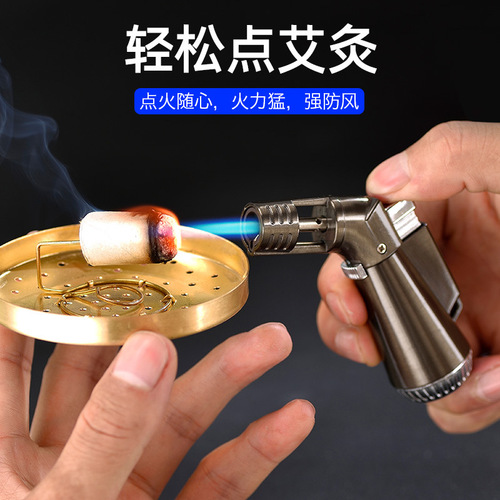 Direct windproof high temperature flame gun lighter gas metal small welding gun spray gun aromatherapy moxa stick igniter portable
