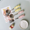 Cute tableware, dessert spoon, fruit fork, South Korea, with little bears