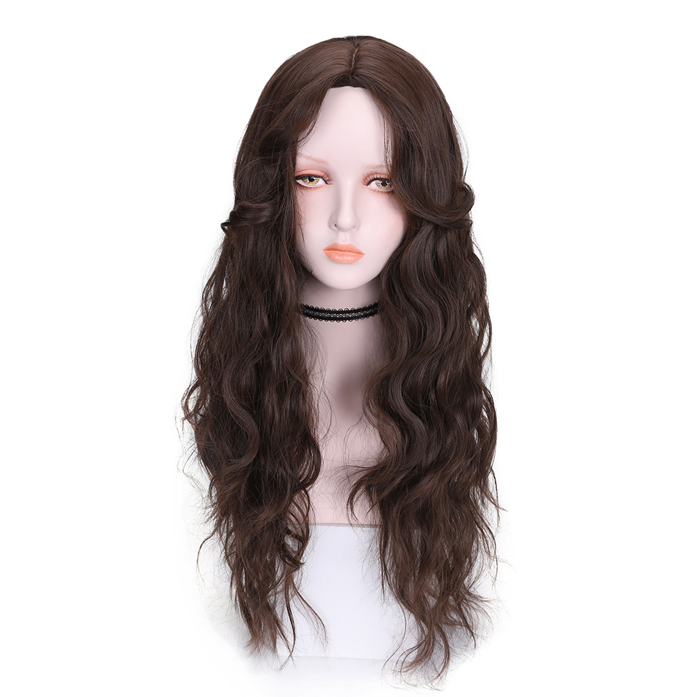 synthetic wig for women's long curly hair wool roll center cut no bangs corn perm full set_voghion.com