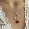 Accessory, red pendant, necklace, chain for St. Valentine's Day, European style, Birthday gift