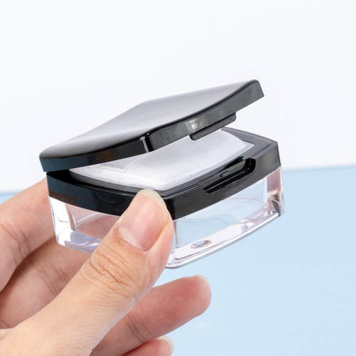 Black square loose powder box empty box portable powder puff mirror does not leak powder high-end powder setting powder packaging box