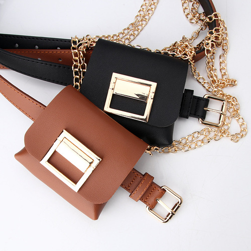 Fashionable Women's Belt Gold Chain Small Bag Shoulder Bag Detachable All Seasons Decorative Belt Bag
