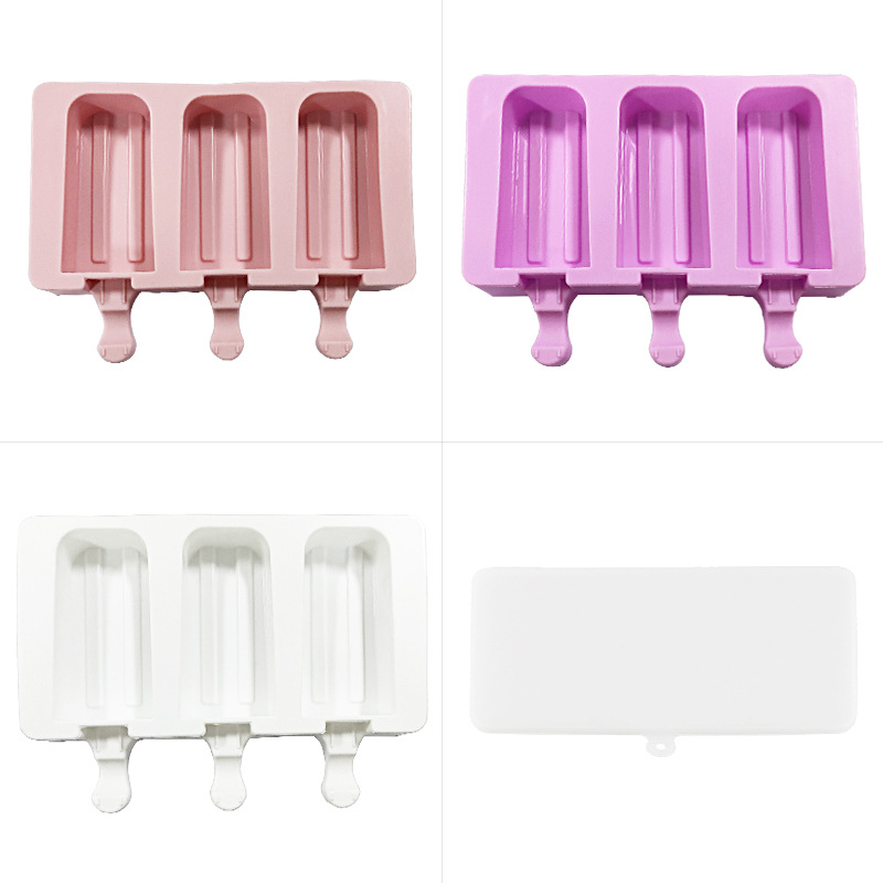 Sanxin clásico rayas de 3 piezas de helado molde de silicona DIY creativo hecho a mano Popsicle molde de silicona con tapa