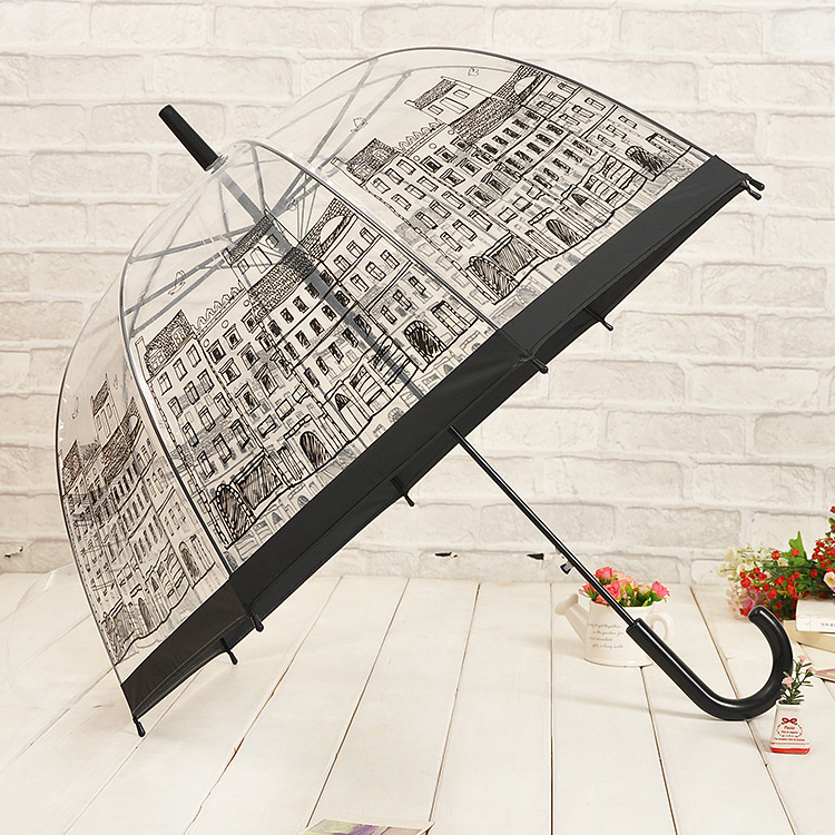 Fresh PVC British Building Transparent Umbrella Lace Arch Birdcage Umbrella Girl Student Umbrella Custom Advertising Umbrella
