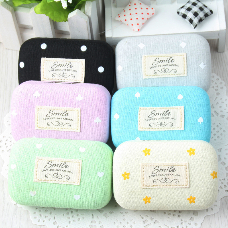 1105 简约布标隐形眼镜盒 美瞳盒 护理盒批发