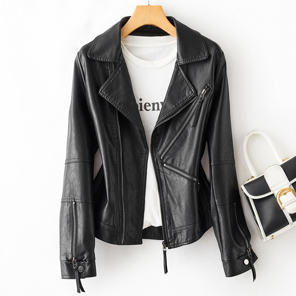 短款皮衣女2024秋季新款气质时尚机车PU皮夹克休闲长袖女士小外套|ms