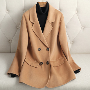 Double-sided short cashmere, woolen woolen coat, jacket, for teenagers, oversize