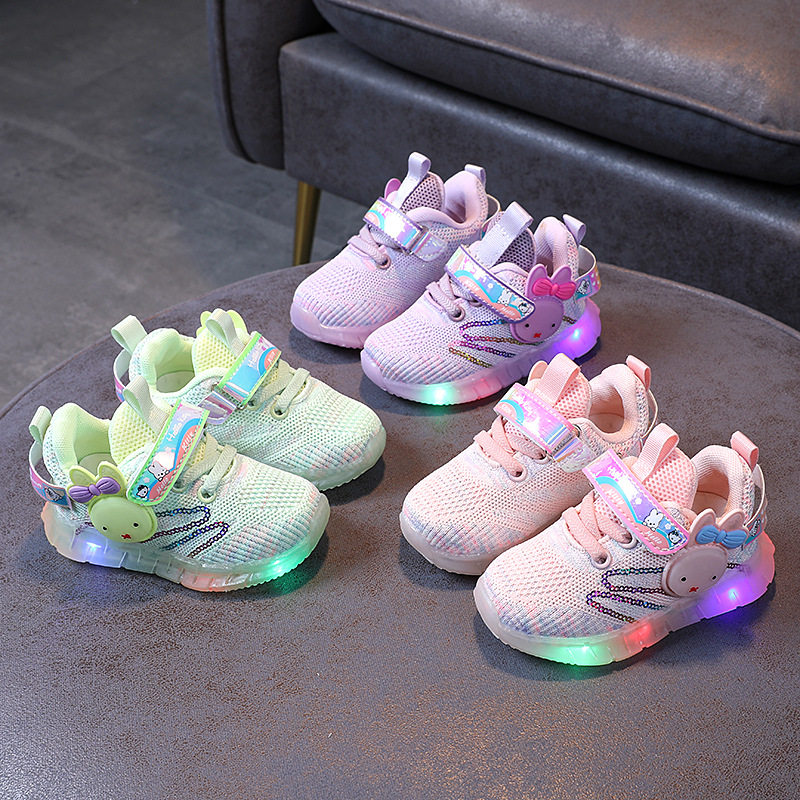 1-5 years old bright lights girls sneakers baby casual shoes baby toddler shoes luminous cartoon shoes a generation of hair