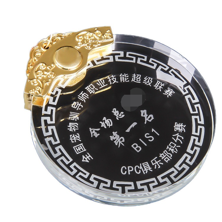 Grabado y producción de medallas, pequeñas placas metálicas para eventos deportivos, cristales conmemorativos de maratón al por mayor, estrella de cinco puntas.