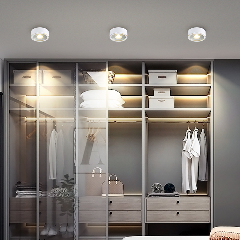 Todo-cobre superficie montada downlight Nordic LED ultra-Delgado agujero de techo de luz incrustado tienda de ropa pasillo techo Spotlight