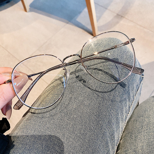 New metal gold wire edge glasses frame for women with degree myopia glasses Internet celebrity plain decorative flat eye frame for men
