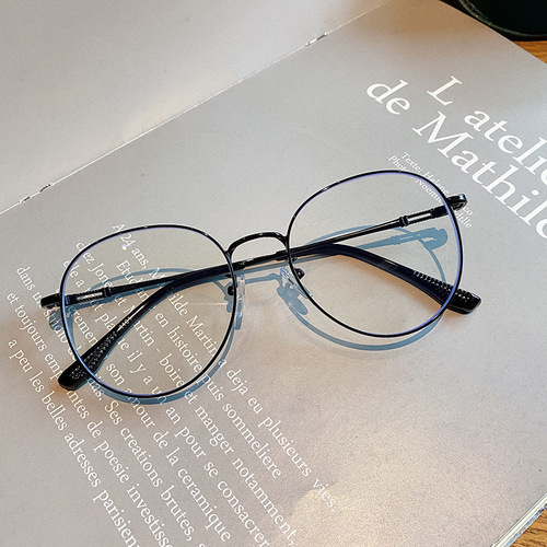 New metal gold wire edge glasses frame for women with degree myopia glasses Internet celebrity plain decorative flat eye frame for men
