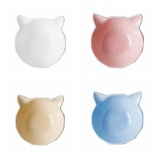 陶瓷猫咪碗马克龙糖果色猫耳碗宠物用品吃饭喝水饭碗耐高温猫食盆