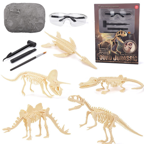 Archaeological excavation toys dinosaur fossil wholesale skeleton luminous gemstone children diy handmade necklace blind box street stall