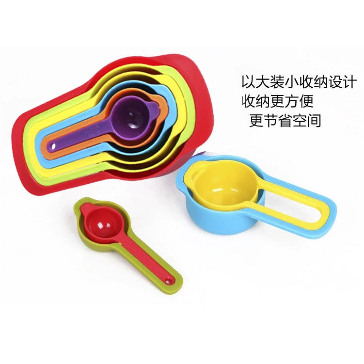 Measuring Spoon & Cup Set, 6-piece Plastic Nesting Measuring Kit, PP, random colors