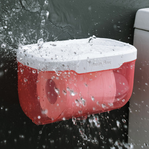 Bathroom tissue box transparent punch-free wall-mounted toilet tissue box creative simple waterproof bathroom tissue box