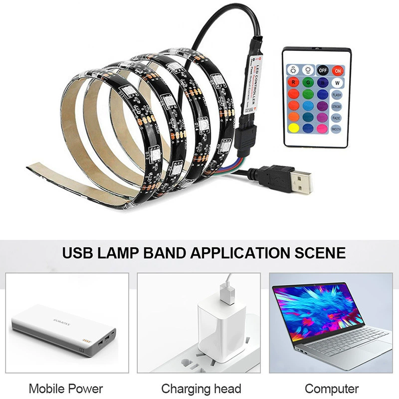Светодиодная лента 5 В, SMD5050 RGB, Bluetooth + пульт 24 клавиши, водостойкая и не водостойкая 0.5–10 м