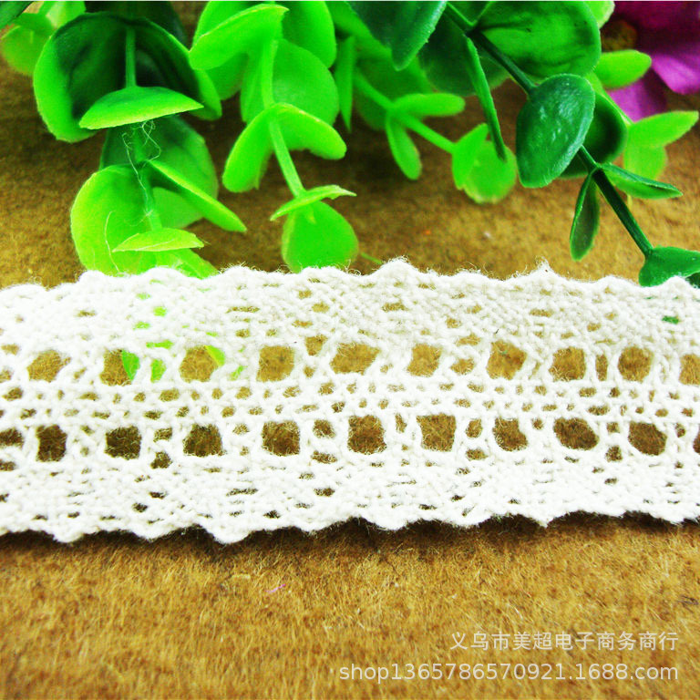 2.6cm双边花边棉线镂空刺绣纺织家纺服饰头饰窗帘手工DIY花边辅料