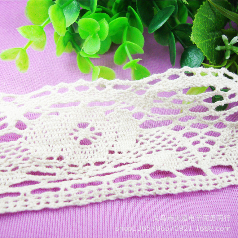 5.3cm棉线花边现货 童装裙边 编织镂空双边家纺窗帘手工DIY辅料