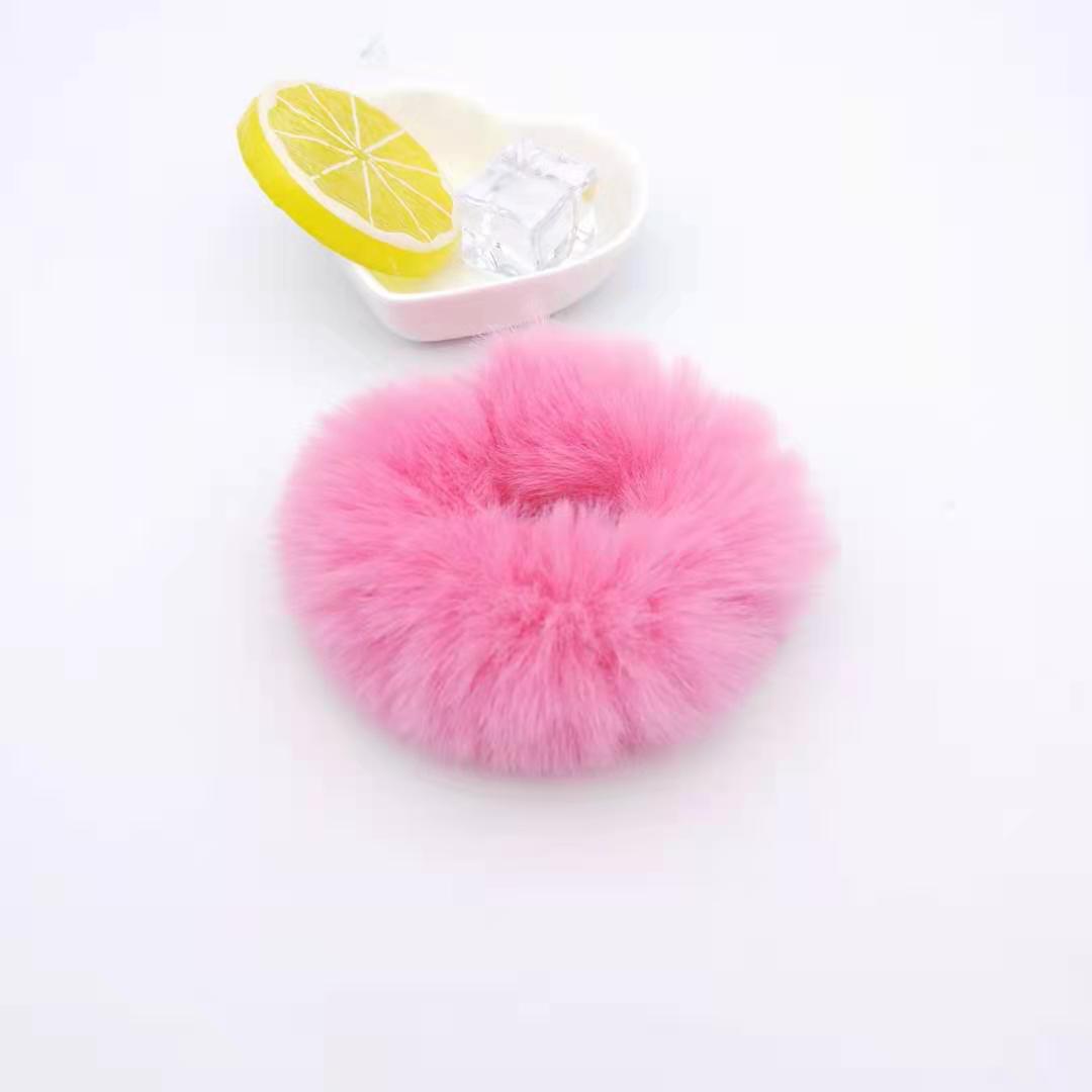 Estilo coreano Lolita color caramelo DE LA Felpa del anillo de Pelo suave chica Lolita imitación de piel de conejo accesorios para el cabello cuerda de pelo bola de peluche anillo de pelo