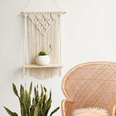 跨境壁挂手工编织挂毯置物架波西米亚壁饰北欧风挂饰挂架
