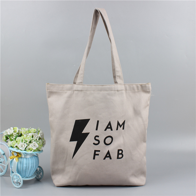 自家工厂2023年简约大容量帆布手提手拎购物袋现货批发可订面料订