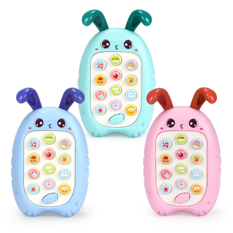 Bebé música para niños simulación de teléfono móvil cerebro-movimiento bebé puede morder juguetes para bebés 0-1-6 meses o más 2