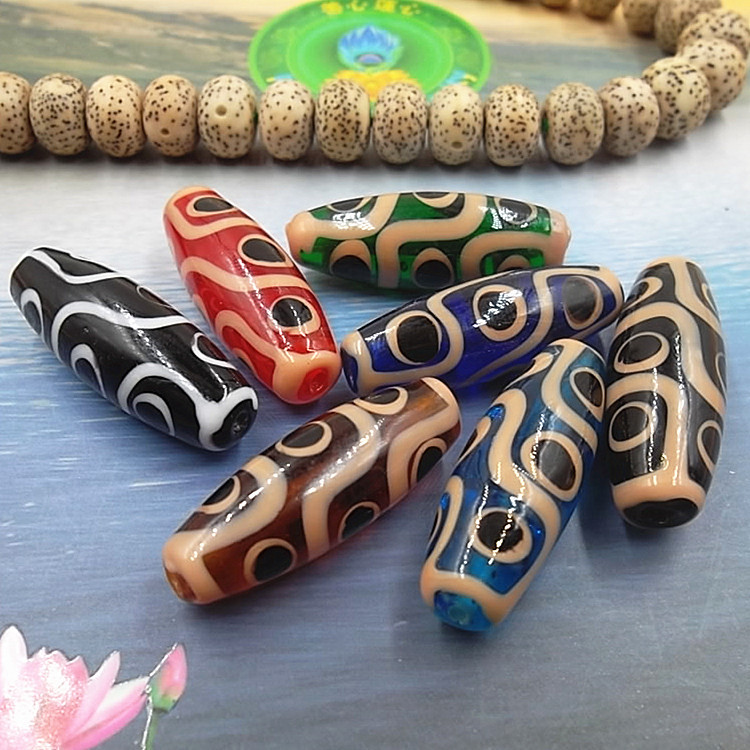 藏式九眼天珠 琉璃隔珠佛珠配件  DIY饰品配件