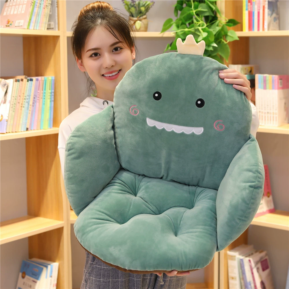 Pillow with animals, sofa, carrot dinosaur, cactus