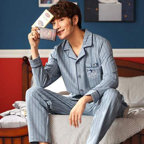 Men's Spring and Autumn Season Cotton Long Sleeve Thin Cotton Style Plus Size Homecoming Set Winter Outfit