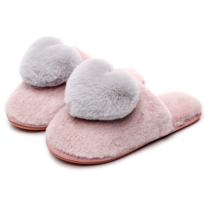 Новые милые пушистые тапочки любви желают Amazon Горячие продажи плоских теплых хлопковых тапочек для дома и внешней одежды