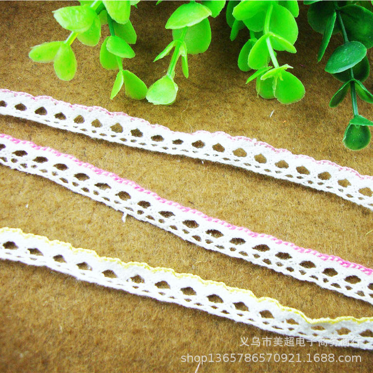 棉线机织花边双色手工洛丽塔蝴蝶结童装裙摆袖口饰品辅料