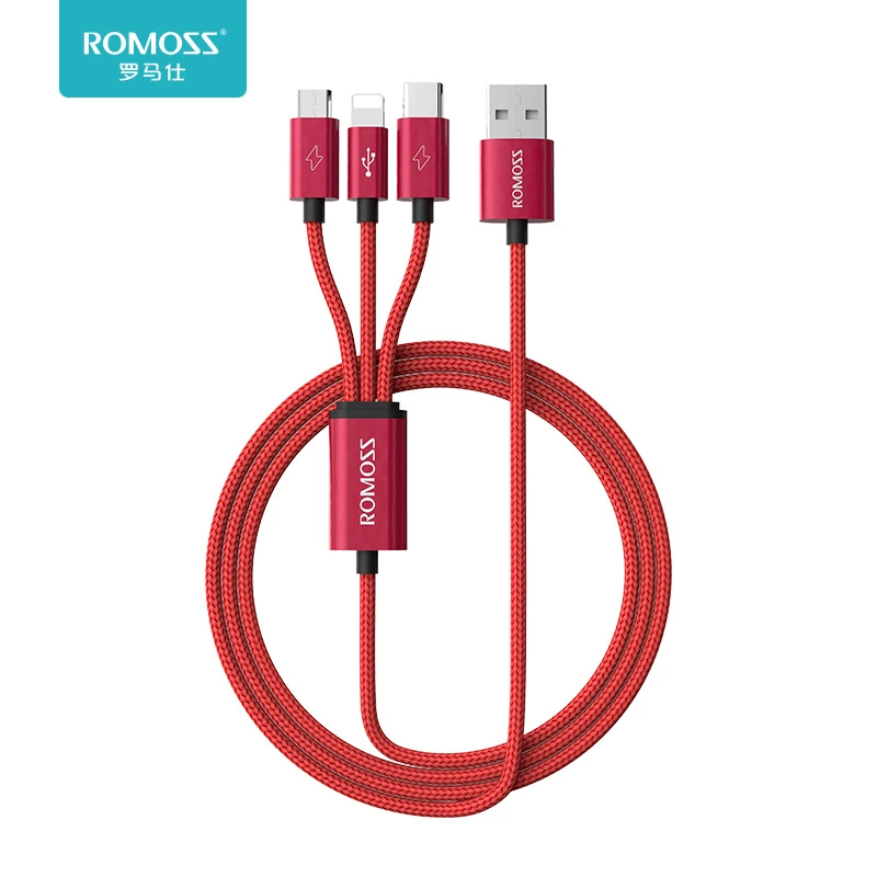 ROMOSS/ Apple, huawei, совместимый мобильный телефон, зарядный кабель, 25A, 1.5м, трёхвилочный (three-in-one)