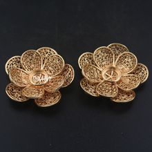 尚嘉铸铜花丝立体双层大花 花朵可镶嵌珍珠 diy手工发簪饰品材料