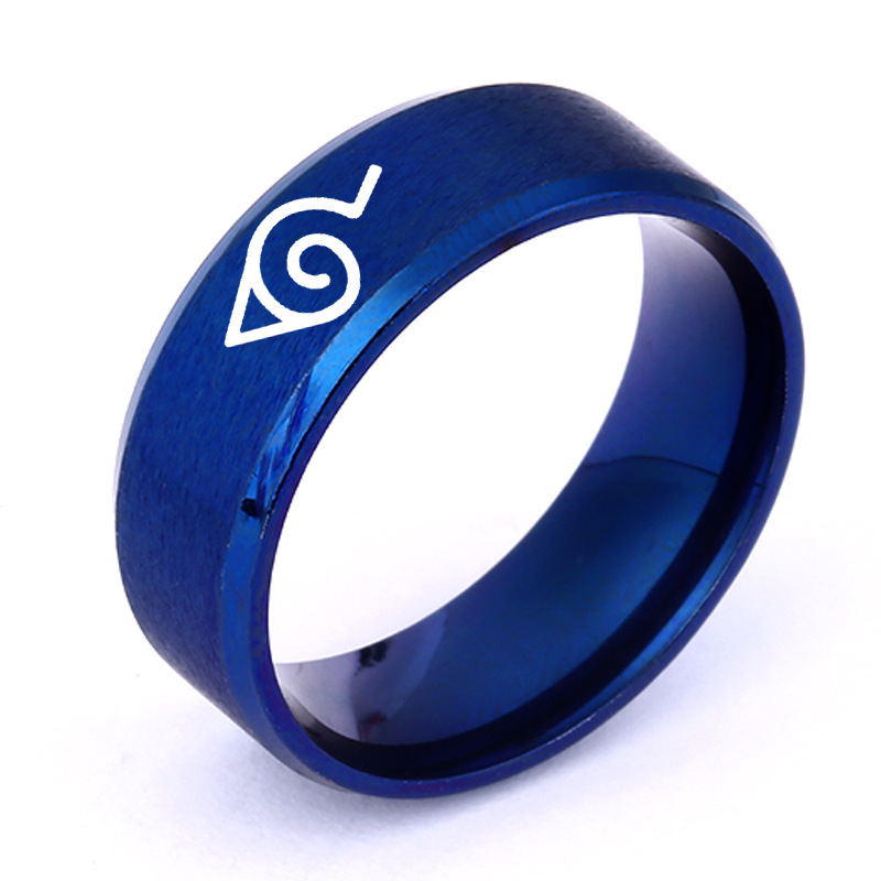 Naruto titanio anillo de acero anime periférico múltiples opciones Suministro transfronterizo de acero inoxidable joyería láser letras