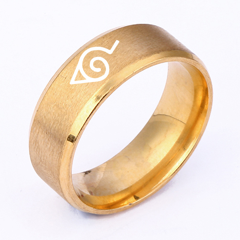 Naruto titanio anillo de acero anime periférico múltiples opciones Suministro transfronterizo de acero inoxidable joyería láser letras
