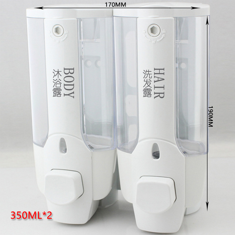 Dispensador de jabón de doble cabezal de 350ml, caja para champú, caja para ducha, 21 botellas de jabón, set de baño para hotel, desinfectante de manos