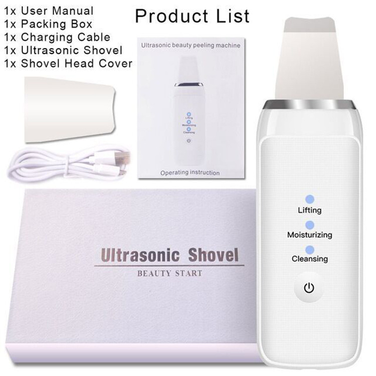 The new ultrasonic skin shovel machine lead-in instrument pore cleaning blackhead acne dead skin cleansing instrument facial beauty instrument