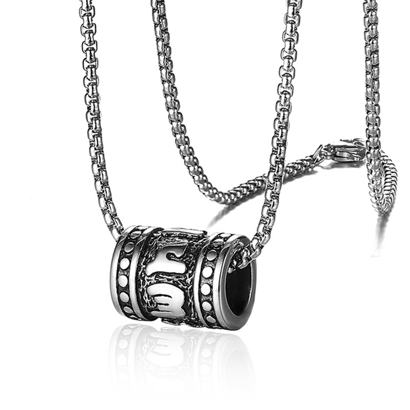 Buddha style six character mantra cylinder fashionable pendant necklace for men and women's talismans, personalized_voghion.com