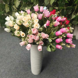 婚礼12头珍珠蕾仿真花 客厅装饰INS假花 厂家现货塑料花束花艺