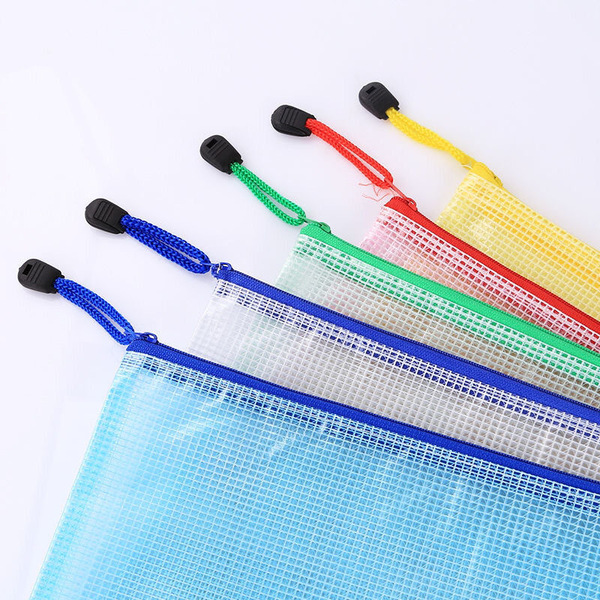 Pvc plastic file bag transparent a4 zipper grid data bag student…