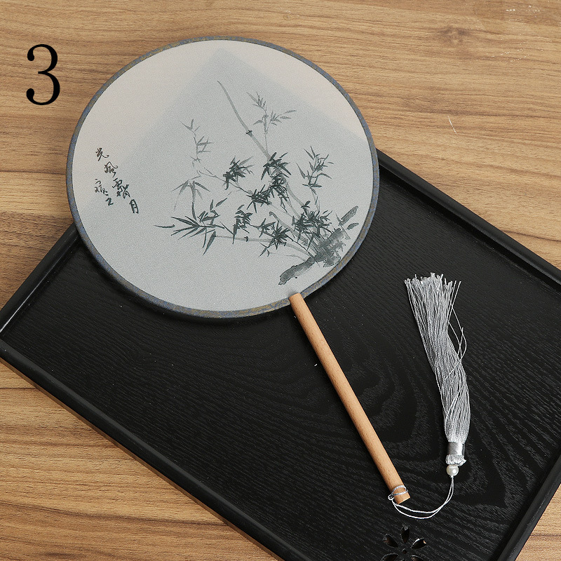 Ventilador redondo translúcido Ventilador de baile de estilo chino Ventilador de corte de traje antiguo clásico Ventilador redondo Hanfu de mujer Entrega de una pieza