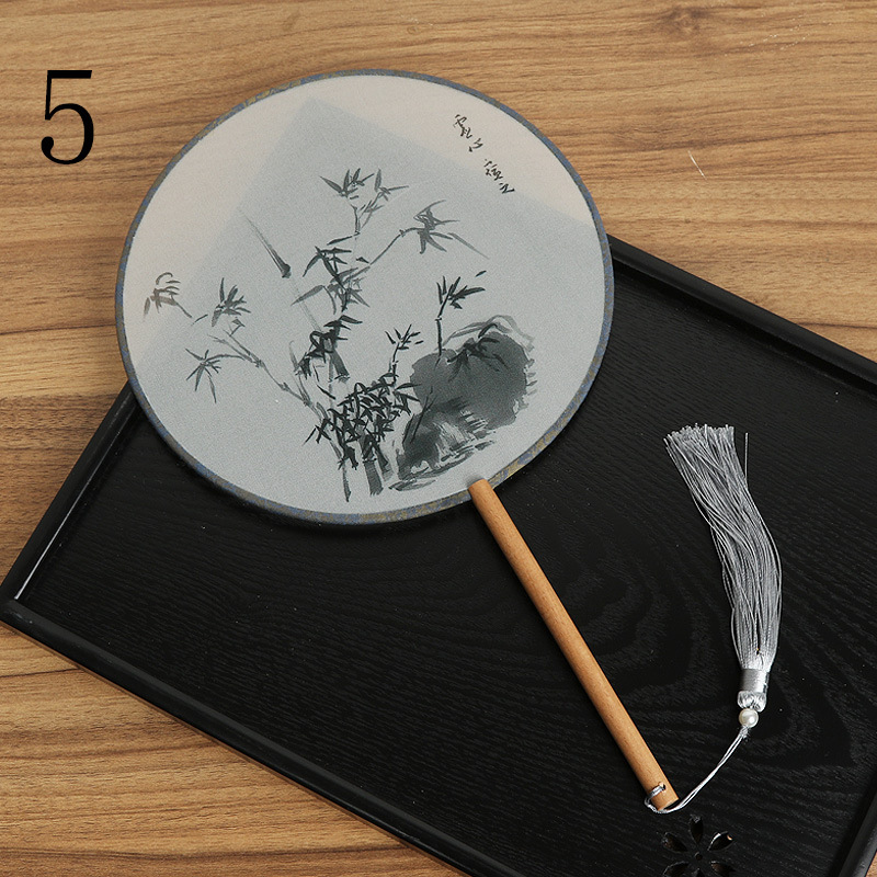 Ventilador redondo translúcido Ventilador de baile de estilo chino Ventilador de corte de traje antiguo clásico Ventilador redondo Hanfu de mujer Entrega de una pieza