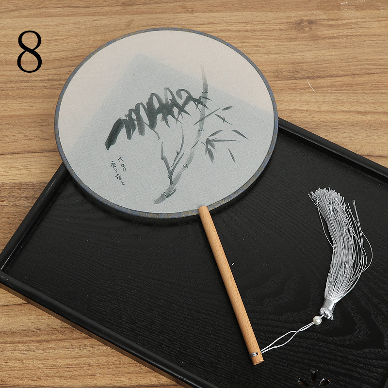 Ventilador redondo translúcido Ventilador de baile de estilo chino Ventilador de corte de traje antiguo clásico Ventilador redondo Hanfu de mujer Entrega de una pieza