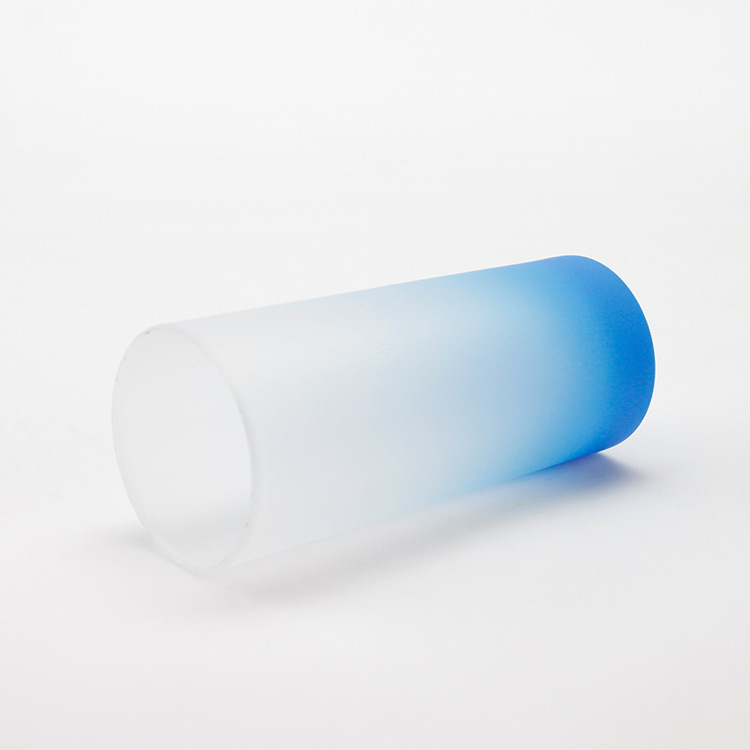 Transferencia térmica de vidrio transparente esmerilado de color de vidrio de fondo 10oz color gradiente de color taza de vidrio esmerilado