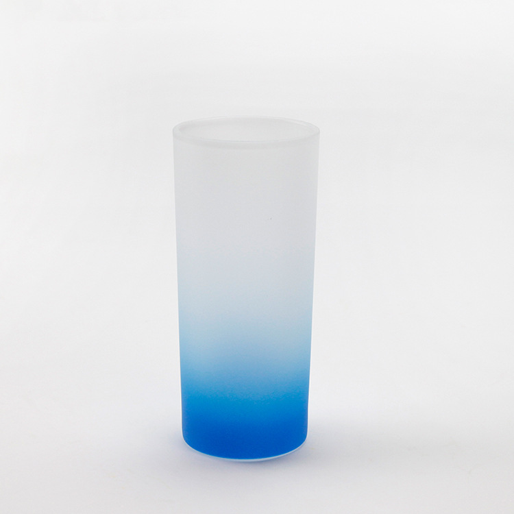 Transferencia térmica de vidrio transparente esmerilado de color de vidrio de fondo 10oz color gradiente de color taza de vidrio esmerilado