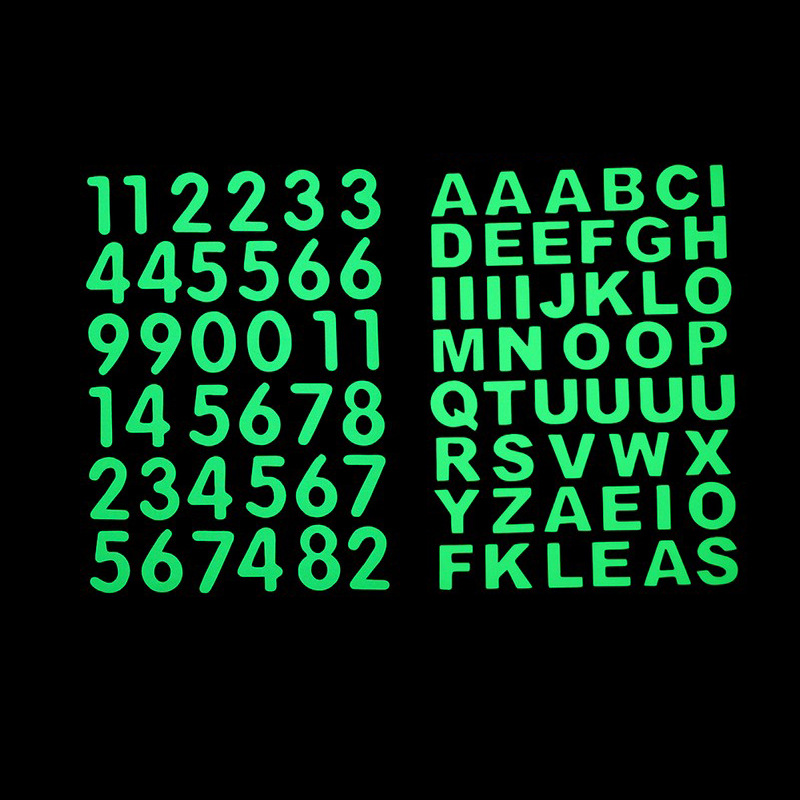 Cross-border luminous digital English alphabet luminous stickers bedroom children's room living room removable fluorescent decorative wall stickers